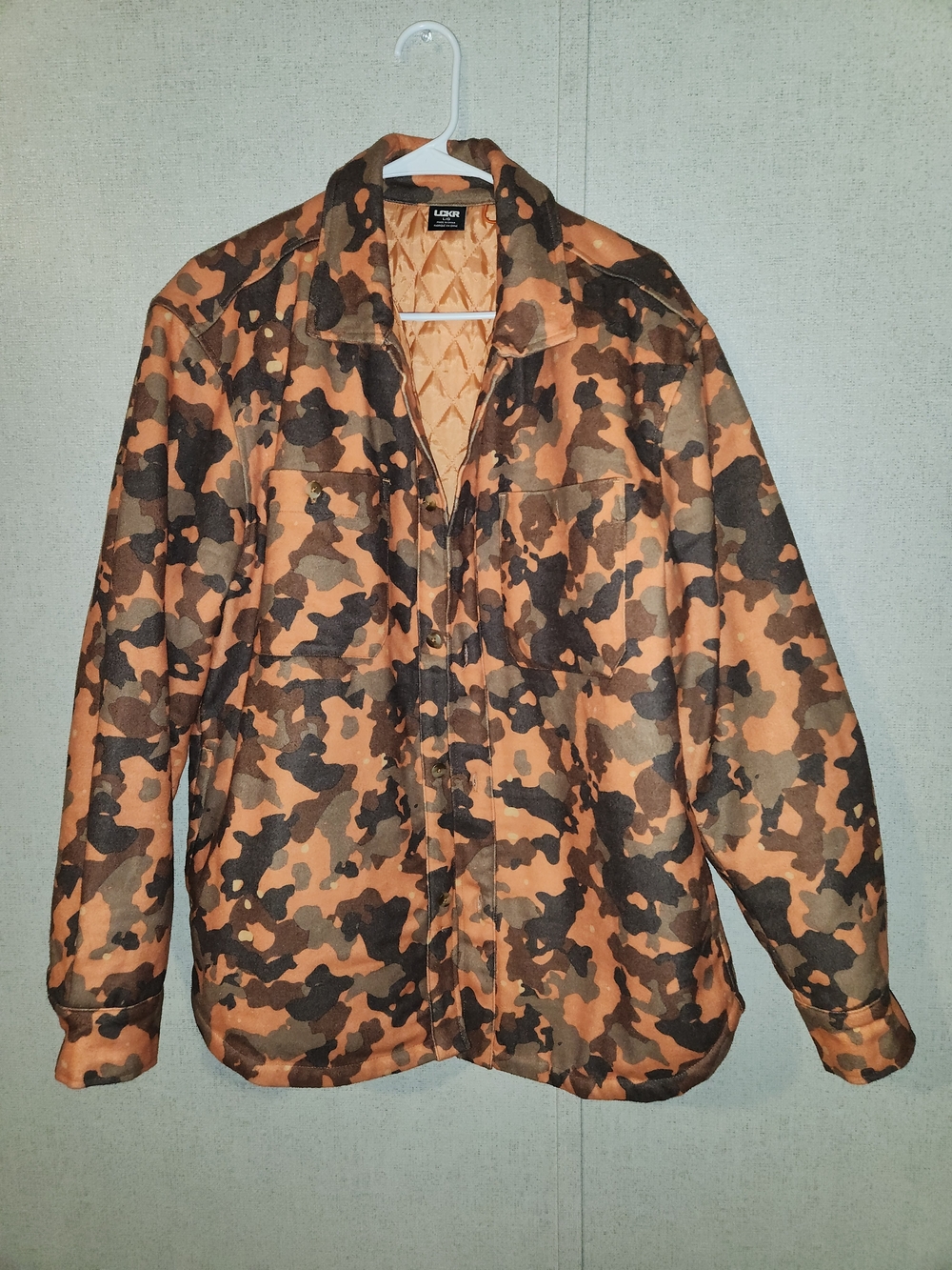 Orange Camouflage Quilted Work Shirt - Men's